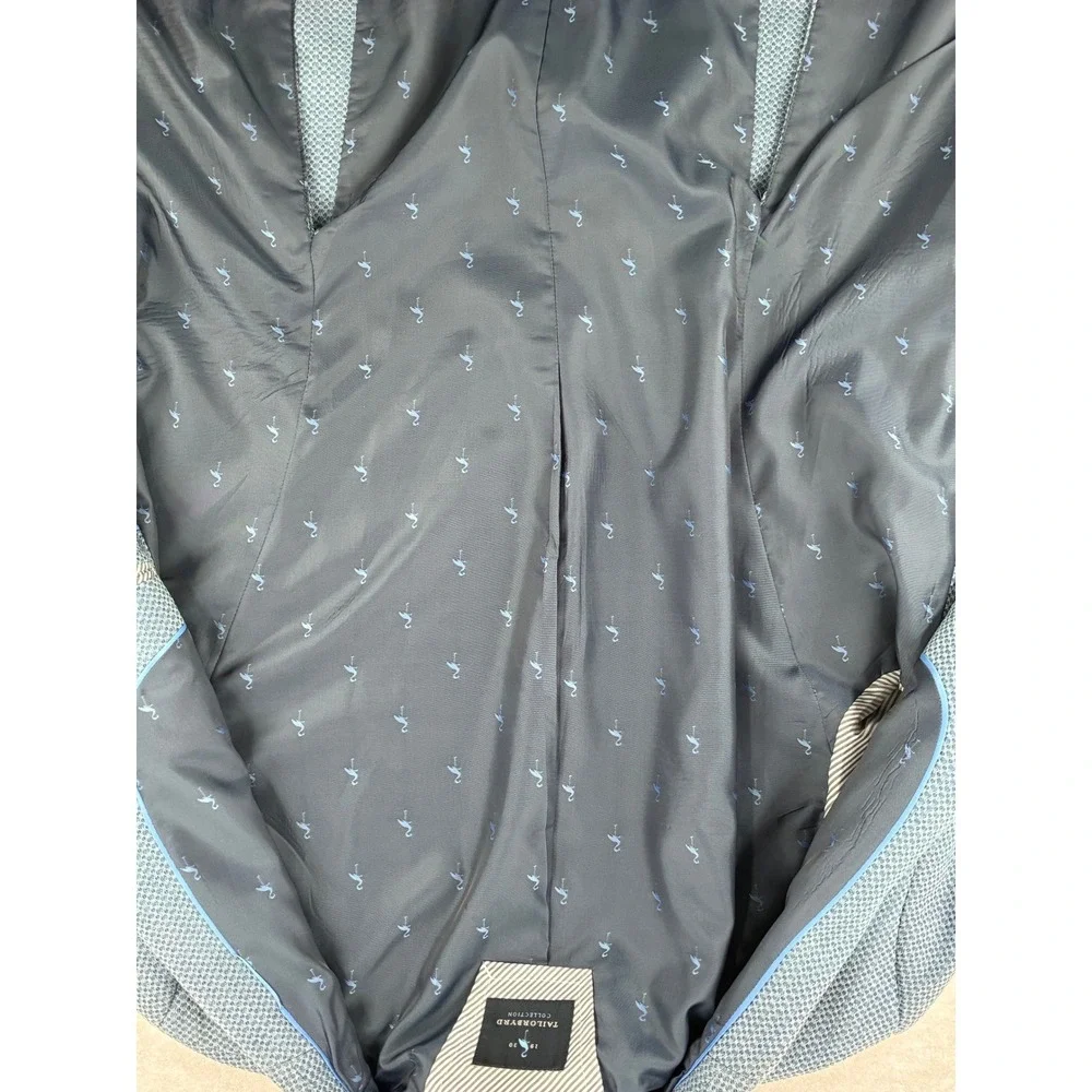Tailorbyrd Collection Blue Micro Pattern Flamingo Lining Blazer Sport Coat 44R